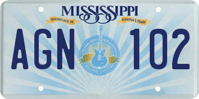 MS license plate AGN102