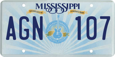 MS license plate AGN107