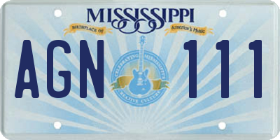 MS license plate AGN111