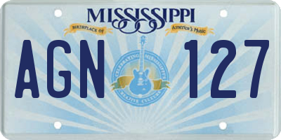 MS license plate AGN127