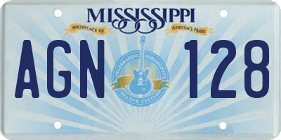 MS license plate AGN128
