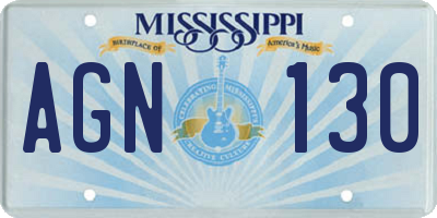 MS license plate AGN130
