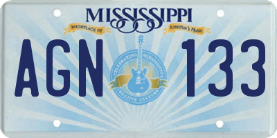 MS license plate AGN133