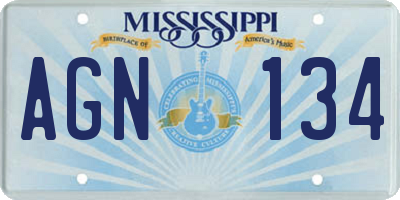 MS license plate AGN134