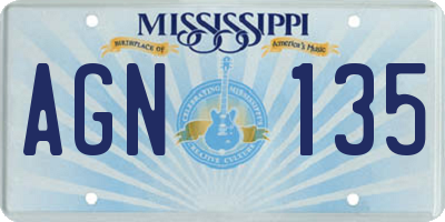 MS license plate AGN135