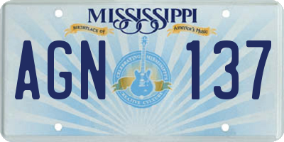 MS license plate AGN137