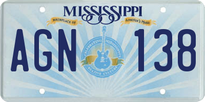 MS license plate AGN138