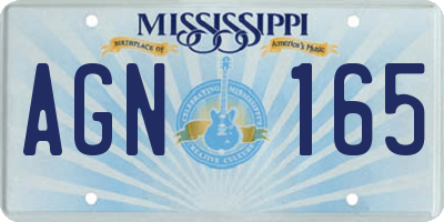 MS license plate AGN165