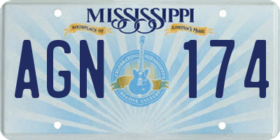 MS license plate AGN174