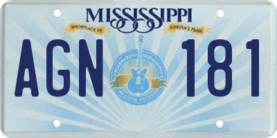 MS license plate AGN181