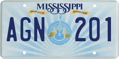 MS license plate AGN201