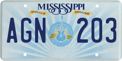 MS license plate AGN203