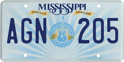 MS license plate AGN205