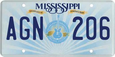 MS license plate AGN206