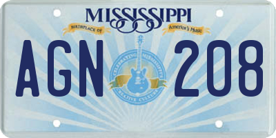 MS license plate AGN208