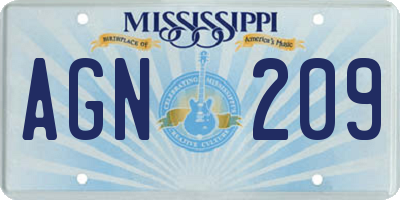 MS license plate AGN209