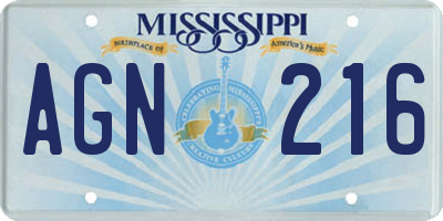 MS license plate AGN216