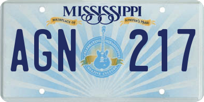 MS license plate AGN217