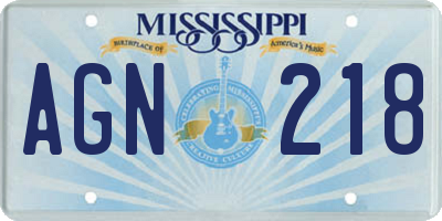 MS license plate AGN218