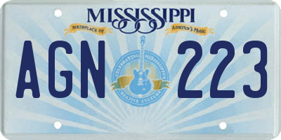 MS license plate AGN223