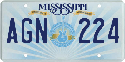 MS license plate AGN224