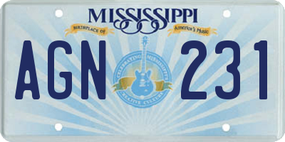 MS license plate AGN231