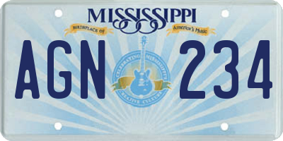 MS license plate AGN234