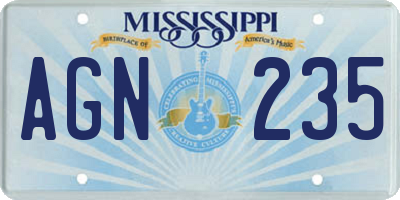 MS license plate AGN235