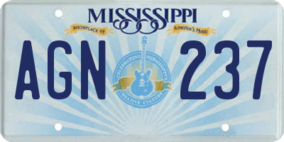 MS license plate AGN237