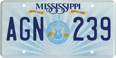 MS license plate AGN239