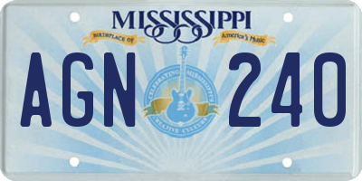 MS license plate AGN240