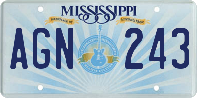 MS license plate AGN243