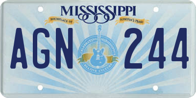 MS license plate AGN244