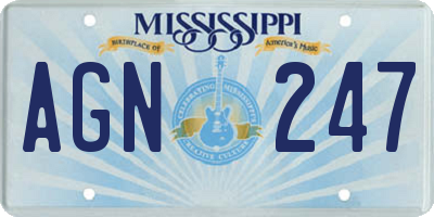 MS license plate AGN247