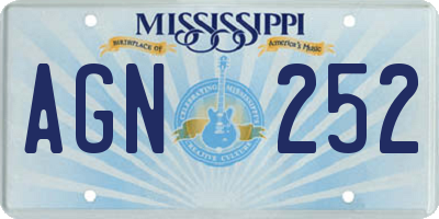 MS license plate AGN252