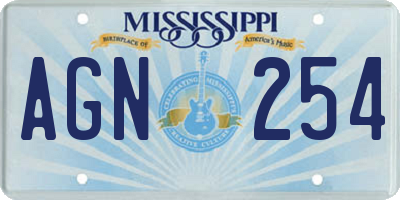 MS license plate AGN254