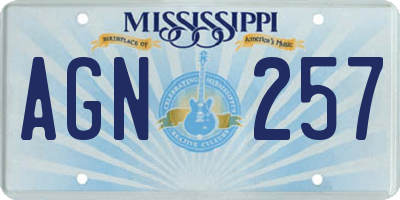 MS license plate AGN257