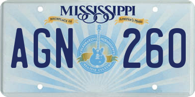 MS license plate AGN260
