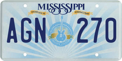 MS license plate AGN270