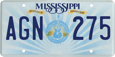 MS license plate AGN275