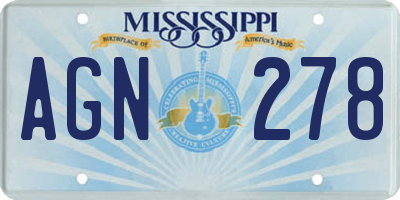 MS license plate AGN278