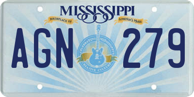 MS license plate AGN279