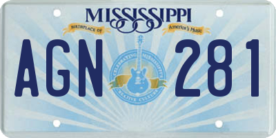 MS license plate AGN281
