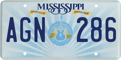MS license plate AGN286