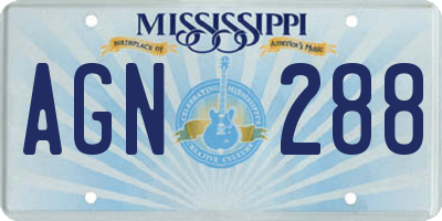 MS license plate AGN288