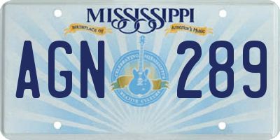 MS license plate AGN289