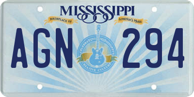 MS license plate AGN294