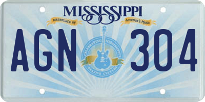 MS license plate AGN304