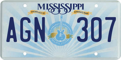 MS license plate AGN307