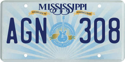 MS license plate AGN308